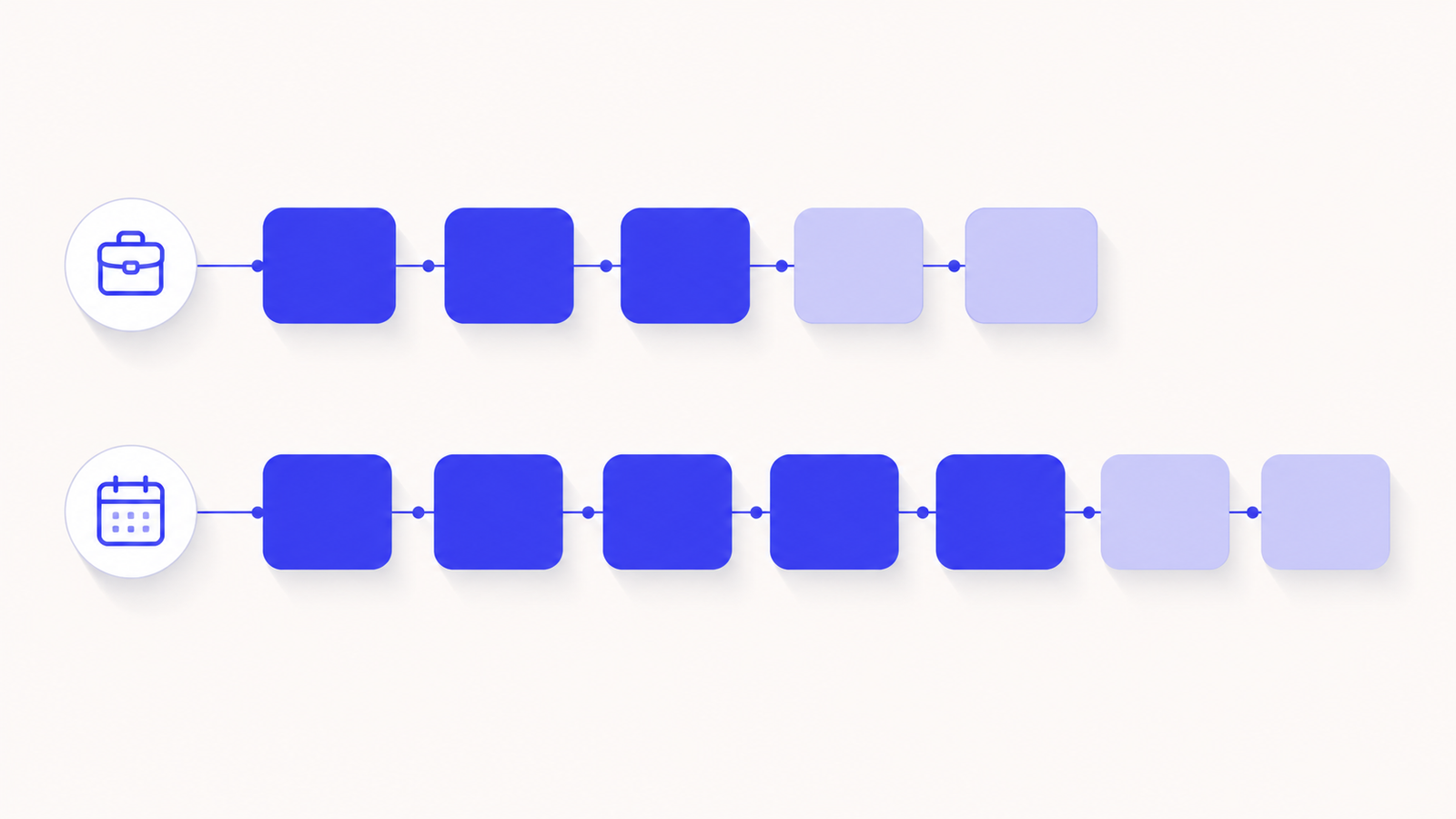 Flat vector illustration comparing a five day work week block against a seven day calendar week